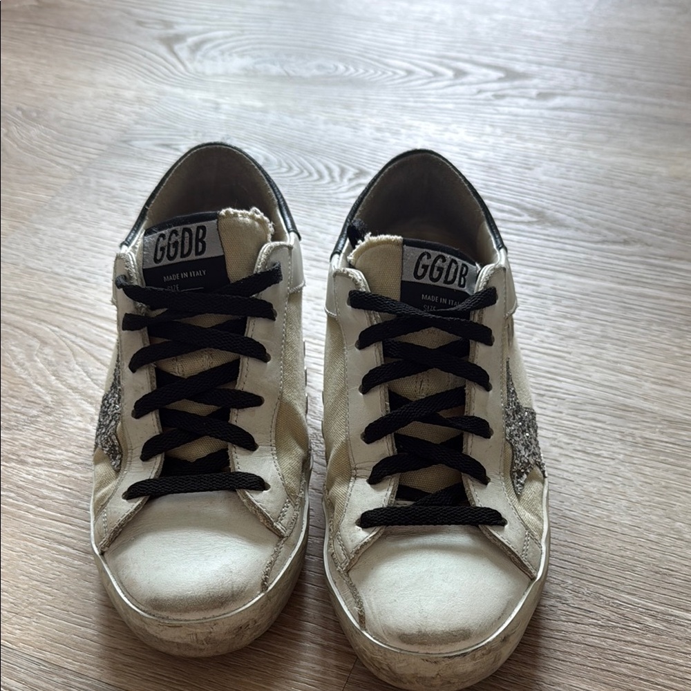 GGDB White Sneakers with Black Laces